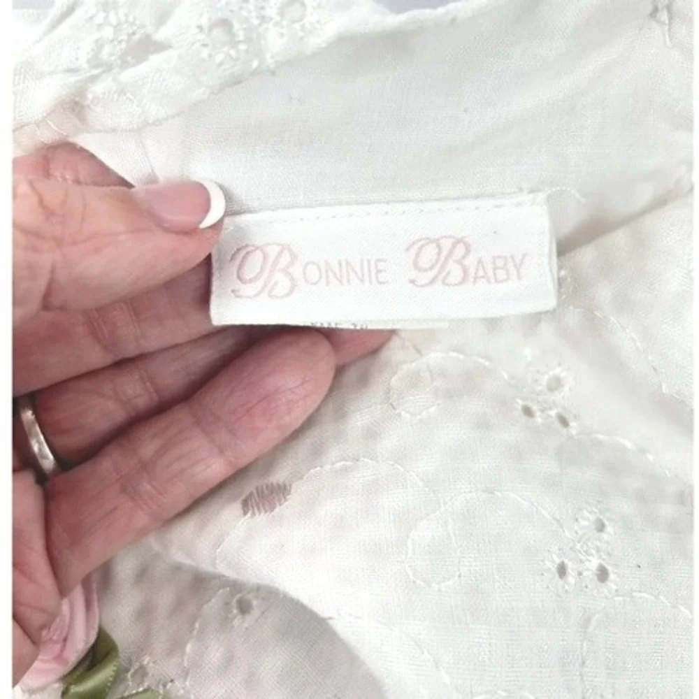 Vintage Bonnie Baby Dress White Eyelet Rosette Infant 24M
